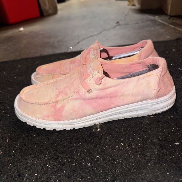 Hey Dude Wendy Tie Dye  Lemon Ombre Women's 9 Pre-loved - Picture 3 of 7